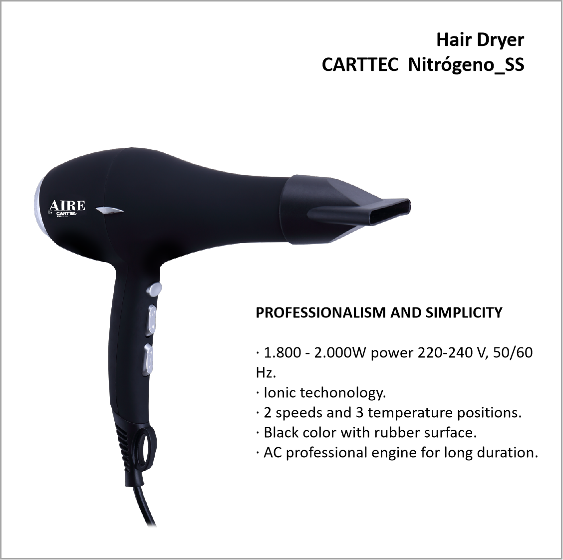 Debaf - CARTTEC  Nitrógeno_SS Hair Dryer